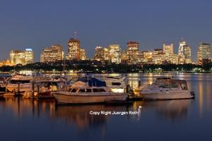 Beacon Hill and Boston Skyline Night Photography